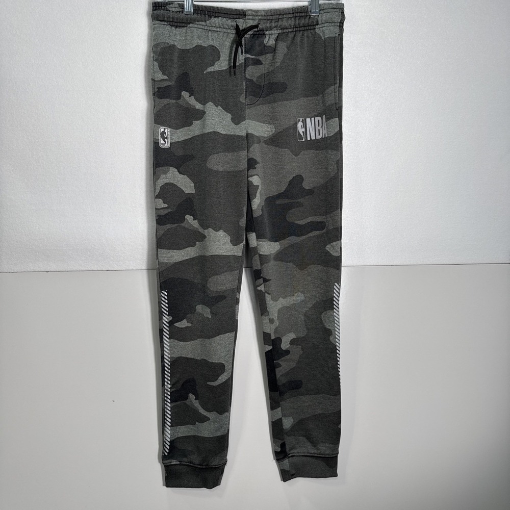 NBA Licensed Boys XL 18-20 Camo Jogger Sweatpants Black Gray Logo